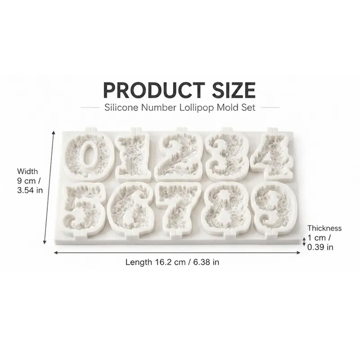 1Set Vintage Rose Floral Number Shape Silicone Mold - Baking Accessories