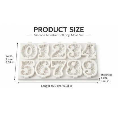 1Set Vintage Rose Floral Number Shape Silicone Mold - Baking Accessories