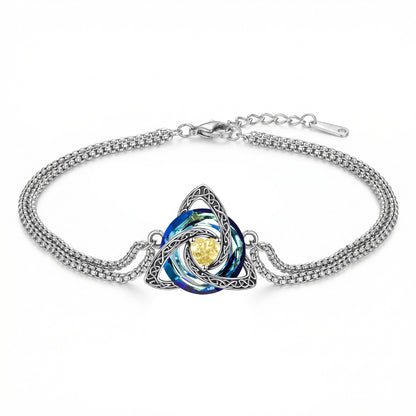 Celtic Knot Bracelet for Women, Trinity Knot Triquetra Crystal Bracelet