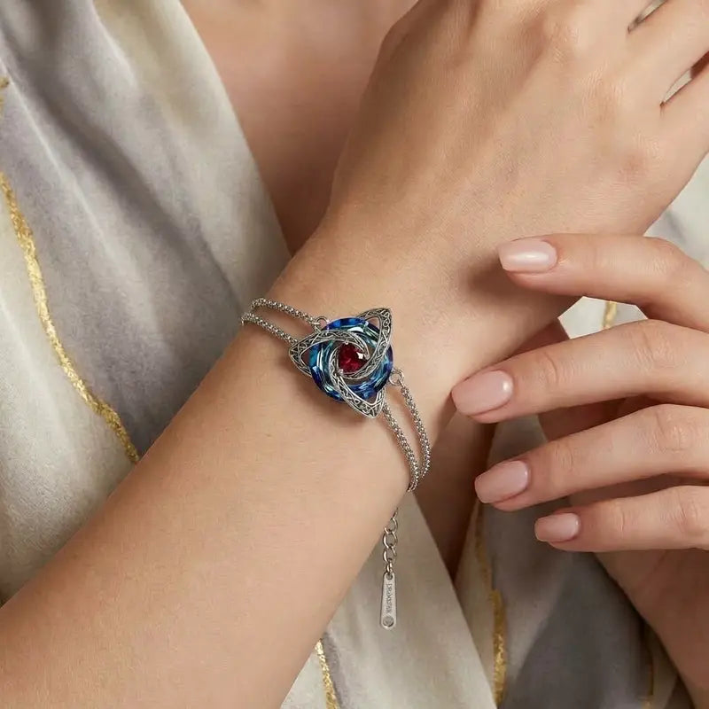 Celtic Knot Bracelet for Women, Trinity Knot Triquetra Crystal Bracelet