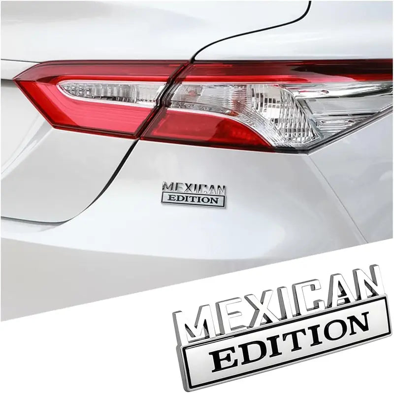 2Pcs Mexican Edition Emblem for Car, 3D Car Letters Metal Material Sticker