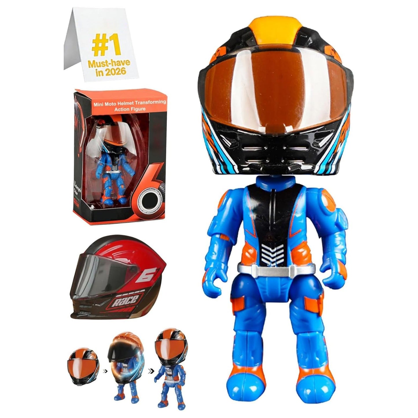 Mini Moto Helmet Heroes Transforming Ornaments with Hidden Racers Inside