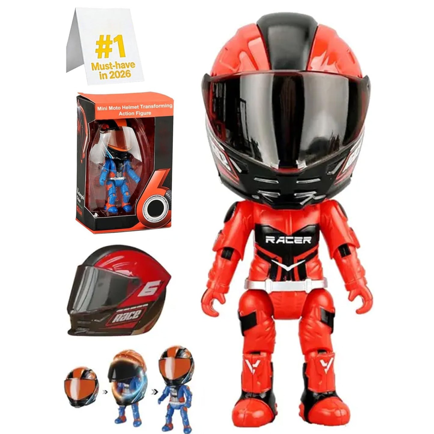 Mini Moto Helmet Heroes Transforming Ornaments with Hidden Racers Inside