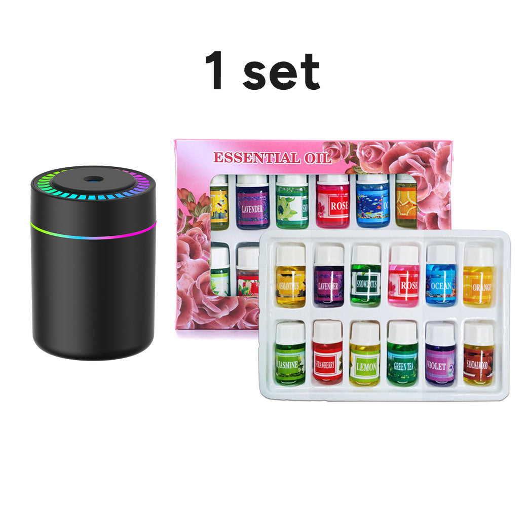 Portable Humidifier with Colorful LED Night Light and 12PCS Essential Oils