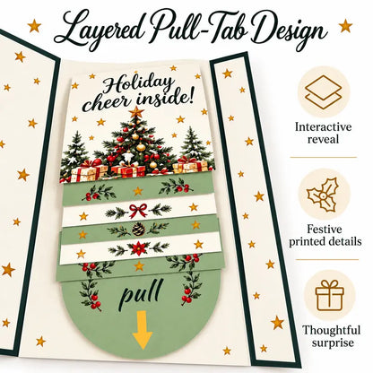 4PCS DIY Pull-Out Christmas Card with Hidden Messages Fun Sliding Surprise Card