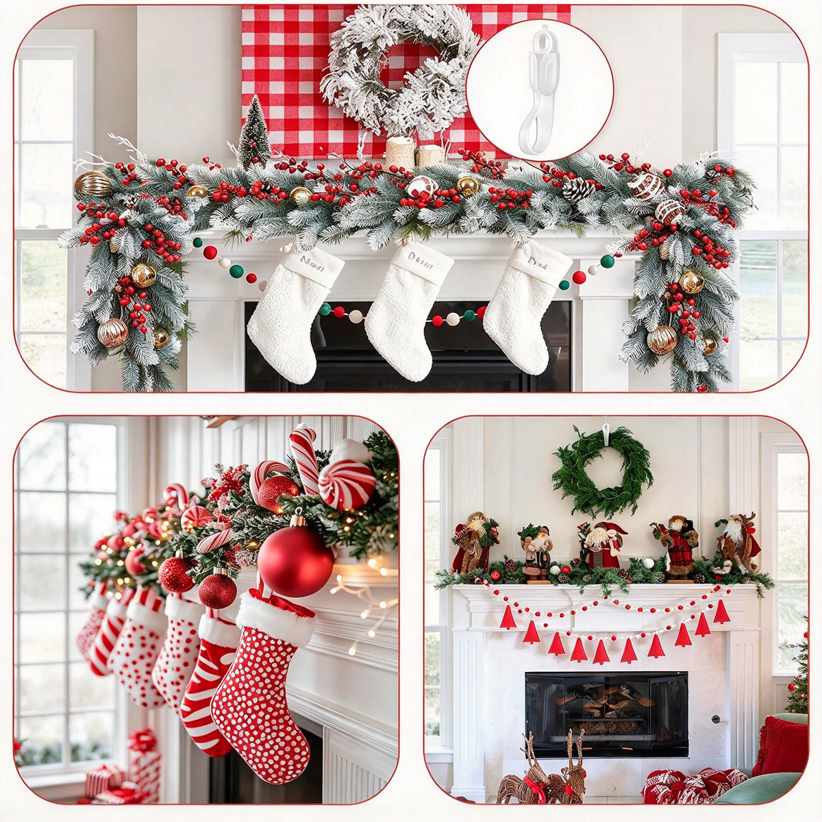6PCS Silicone Garland Hangers for Mantle, Mantle Garland Hooks