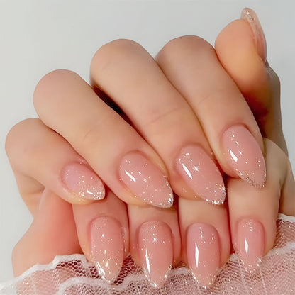 Yellow French Tip Press on Nails Medium Almond Fake Nails