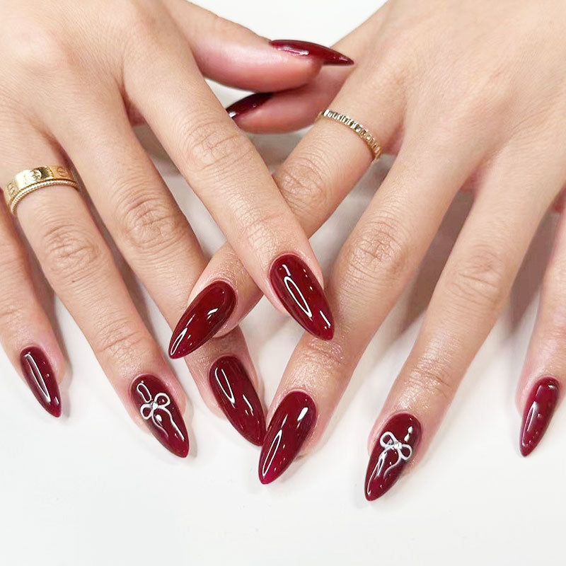 Yellow French Tip Press on Nails Medium Almond Fake Nails