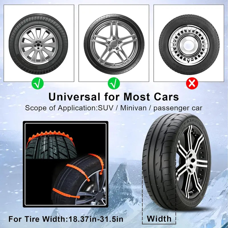 10PCS Reusable Snow Tire Chains for Trucks & SUVs,Emergency Anti-Skid Traction Chains,Heavy Duty Plastic Wheel Cables