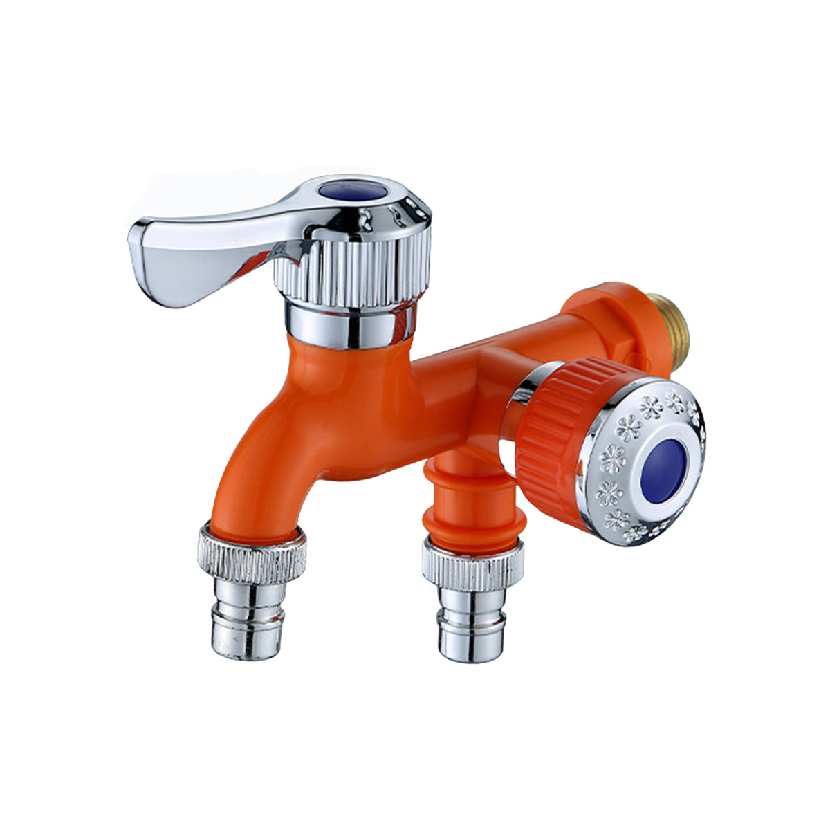 Outdoor Garden Water Faucet,1 Inlet 2 Outlet Valve Faucet Water Hose Outlet Hose Valve