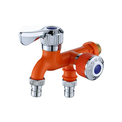 Outdoor Garden Water Faucet,1 Inlet 2 Outlet Valve Faucet Water Hose Outlet Hose Valve