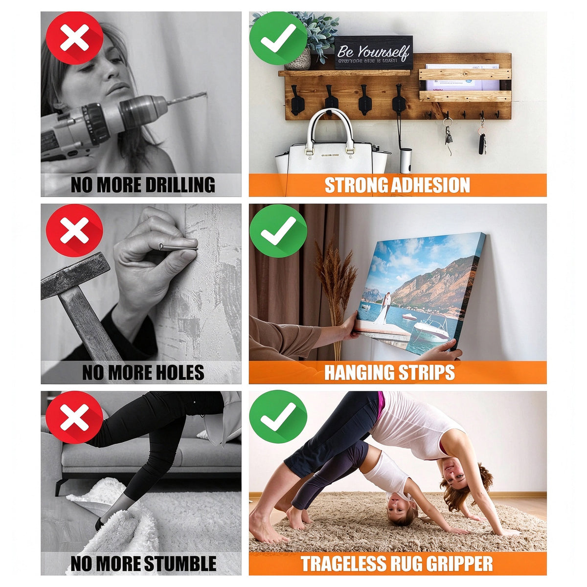 2Pcs Double Sided Tape Heavy Duty, Multipurpose Removable Mounting Tape Adhesive Grip(9.85FT)