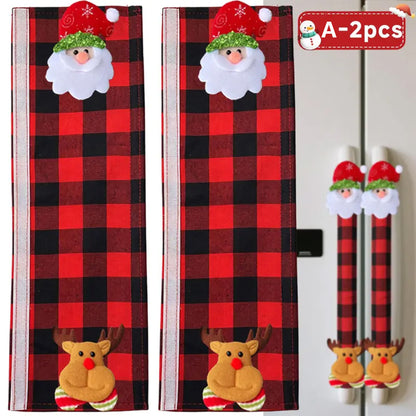 2/4Pcs Christmas Fridge Handle Cover, Festive Kitchen Decor Set