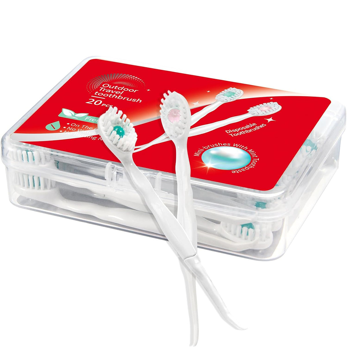 20Pcs 4 in 1 Disposable Mini Travel Toothbrushes-Mini Disposable Toothbrushes