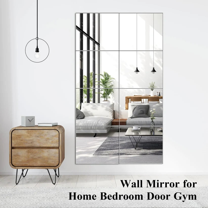 4Pcs Full-Length Self-Stick Wall Mirror Acrylic, Home Decor Mirror 30x30cm