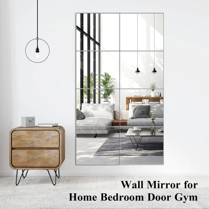 4Pcs Full-Length Self-Stick Wall Mirror Acrylic, Home Decor Mirror 30x30cm