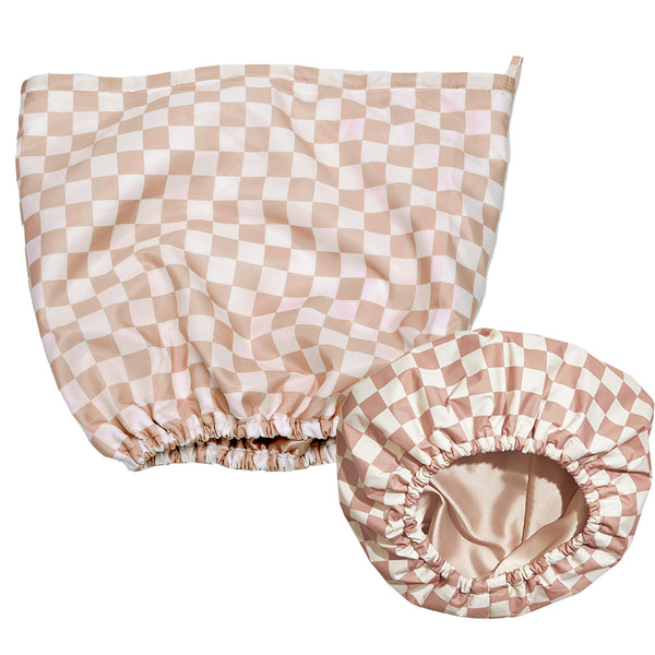 Luxury Satin-Lined Flexi Shower Caps Reusable Waterproof - Large Wide Shower Cap for Women
