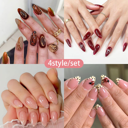 Yellow French Tip Press on Nails Medium Almond Fake Nails