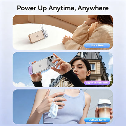 3-in-1 5000mAh Portable Charger with Built-in USB-C Cable | Mini Power Bank for Apple Watch
