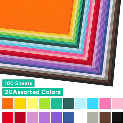 100 Sheets Colored Cardstock 65Ib 10 Colors Construction Paper 5.5"x5.5"