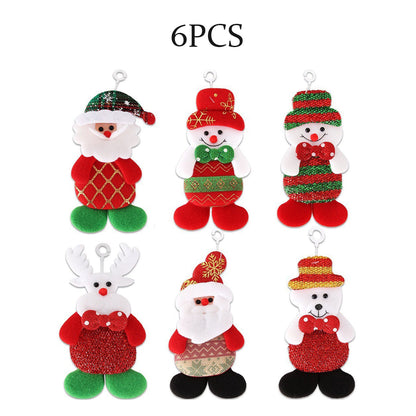 Christmas Tree Plush Ornaments Santa Snowman Bear Decorations Xmas Tree