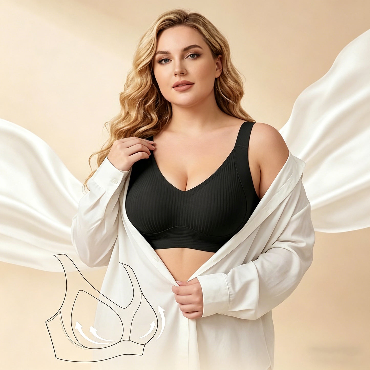 Womens Seamless Wireless Supportive Bras Push Up