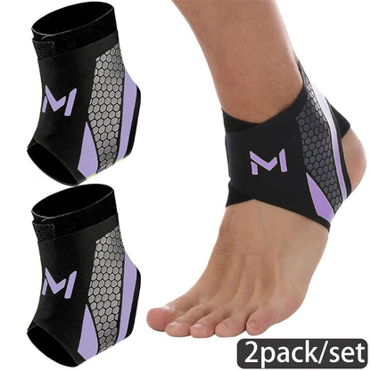 2-Pack Adjustable Ankle Brace, Lace Up Ankle Stabilizer with Support Straps