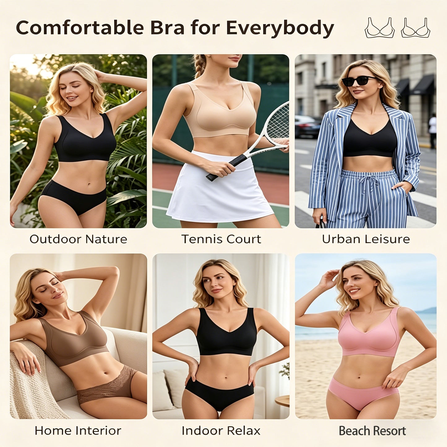 Womens Seamless Wireless Supportive Bras Push Up