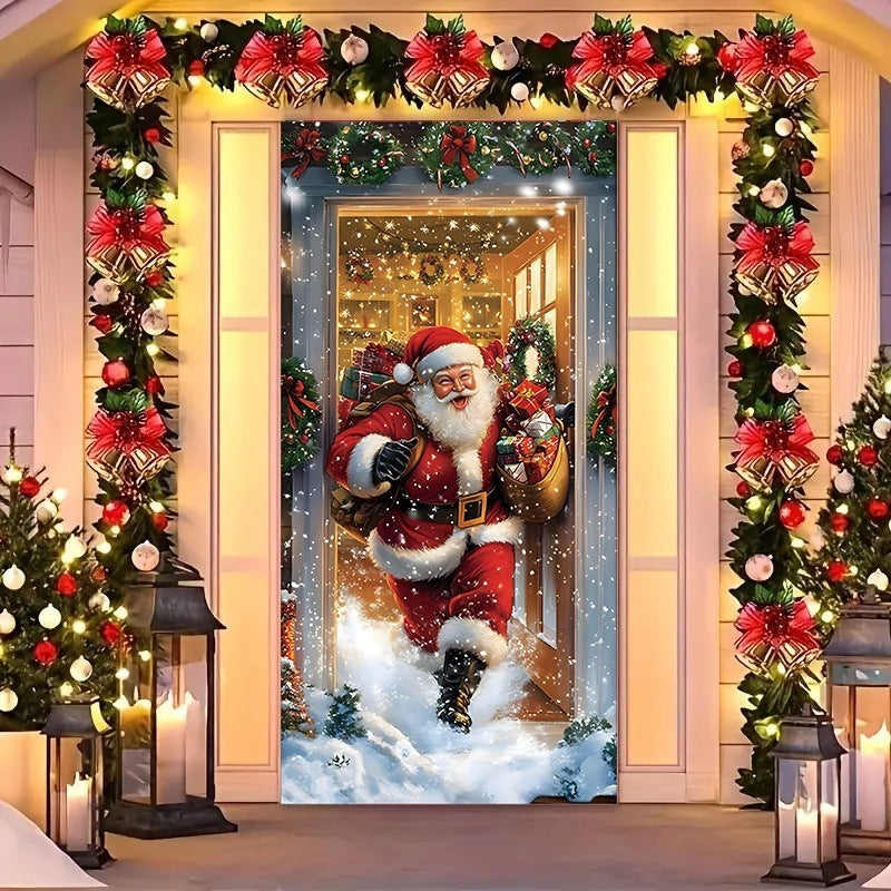 Christmas Door Decorations for Front Door, Fits Standard Door (90x200cm/35x79in)
