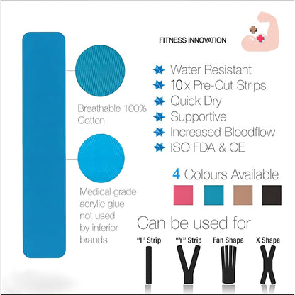 10Pcs Kinesiology Tape Pro Athletic Sports Waterproof Breathable Athletic Elastic Kneepad Muscles & Joints Pain