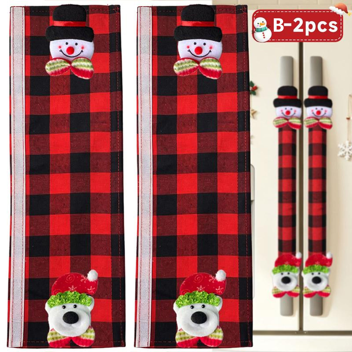 2/4Pcs Christmas Fridge Handle Cover, Festive Kitchen Decor Set