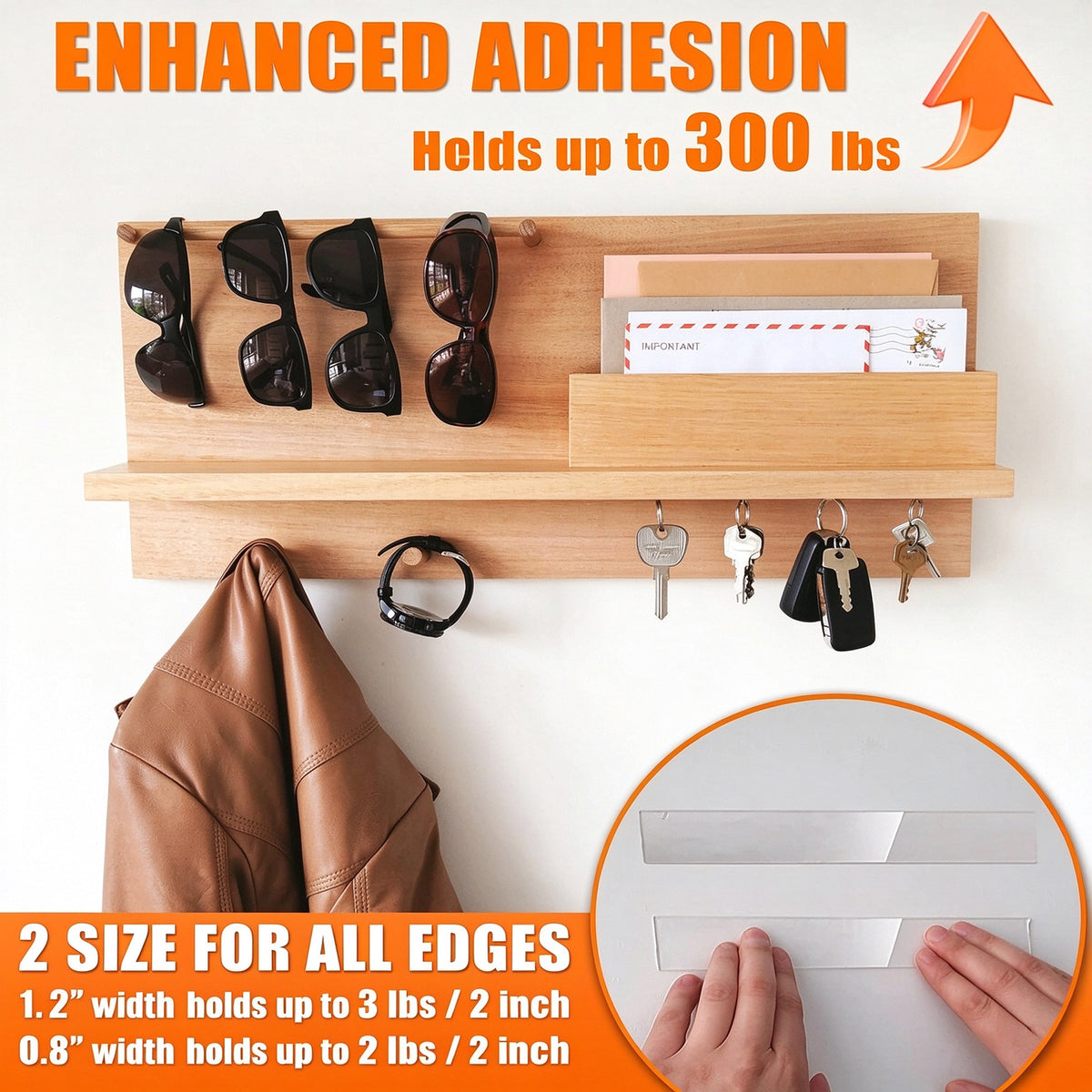 2Pcs Double Sided Tape Heavy Duty, Multipurpose Removable Mounting Tape Adhesive Grip(9.85FT)