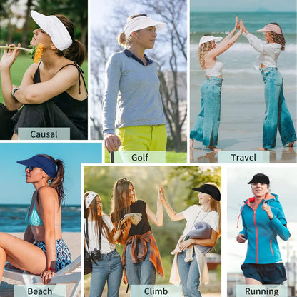 Wide Brim Visor Hats for Women-Lightweight Packable Ponytail Hat
