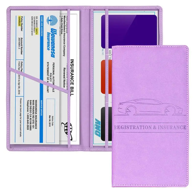 Car Registration & Insurance Card Holder, Magnetic Closure Vehicle Wallet