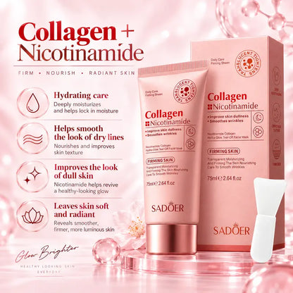 Korean Collagen & Niacinamide Peel-Off Face Mask - Overnight Use, Firming, Hydrating, Nourishing