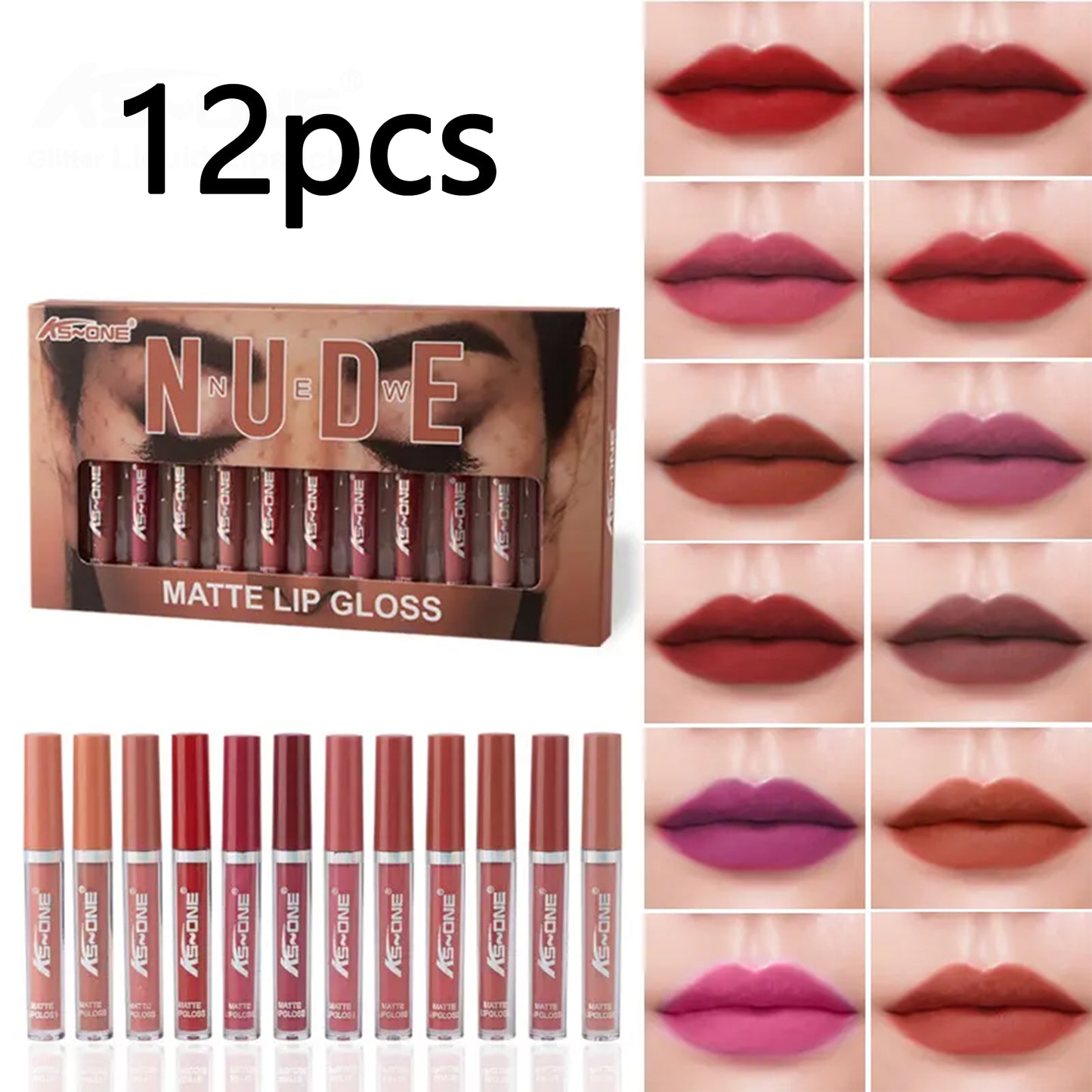 12 Color Matte Lip Glossy Set Water Resistant Transfer Proof