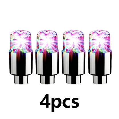 4 Pack LED Tire Lights for Car Trucks Valve Stem Cap Bike Golf Cart