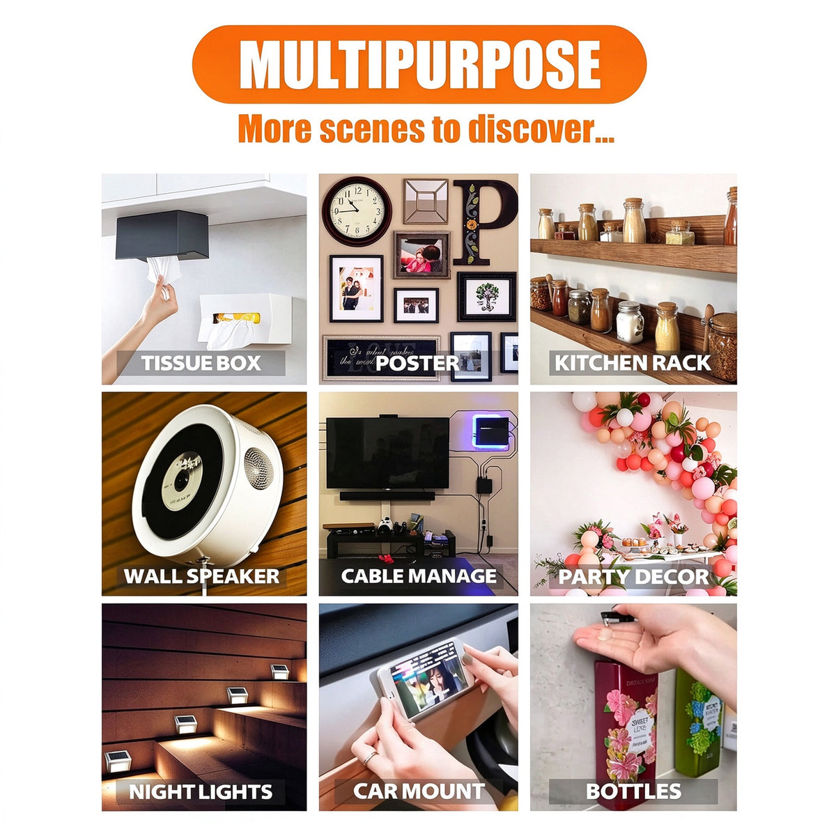 2Pcs Double Sided Tape Heavy Duty, Multipurpose Removable Mounting Tape Adhesive Grip(9.85FT)
