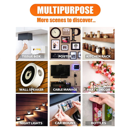 2Pcs Double Sided Tape Heavy Duty, Multipurpose Removable Mounting Tape Adhesive Grip(9.85FT)