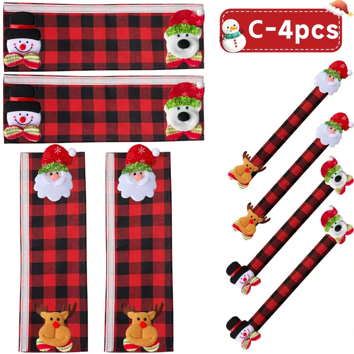 2/4Pcs Christmas Fridge Handle Cover, Festive Kitchen Decor Set