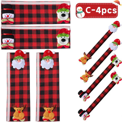 2/4Pcs Christmas Fridge Handle Cover, Festive Kitchen Decor Set