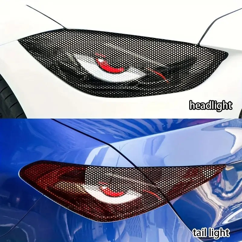 2-Pack Car Headlight Grid Eye Stickers, Durable Headlight and Taillight Decals