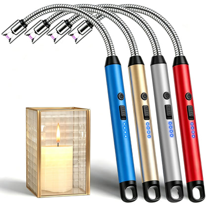 Electric Lighter with 360° Flexible Neck & Safety Lock, Windproof USB Rechargeable