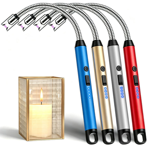 Electric Lighter with 360° Flexible Neck & Safety Lock, Windproof USB Rechargeable