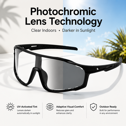 UV400 Photochromic Polarized Safety Glasses Sports Sunglasses for Men Women