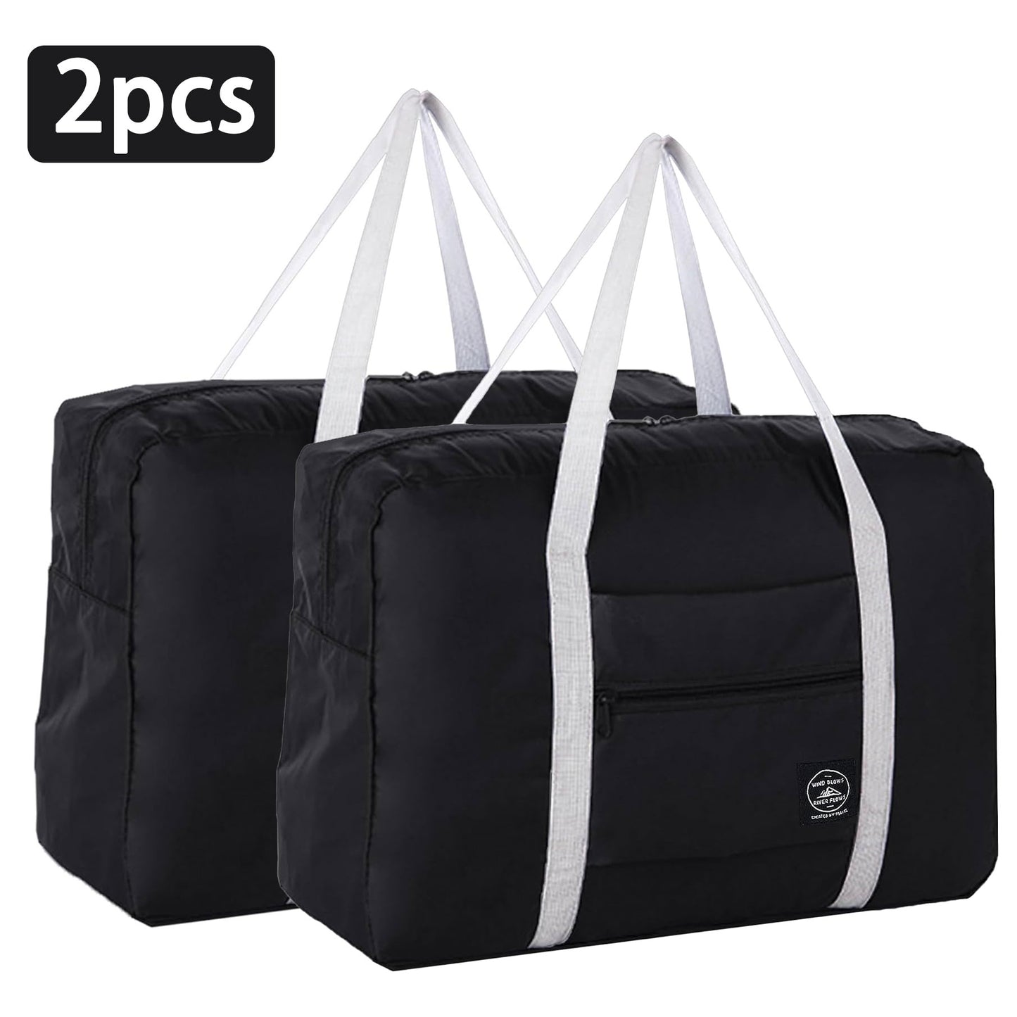 2PCS Foldable Travel Duffel Bag Tote Carry on Luggage Bag