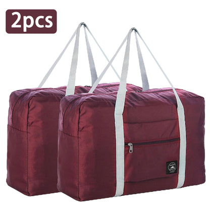 2PCS Foldable Travel Duffel Bag Tote Carry on Luggage Bag