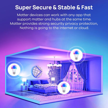 2PCS Smart Light Bulb, A19 Color Changing Light Bulb, 800 LM, E26 Base WiFi & Bluetooth