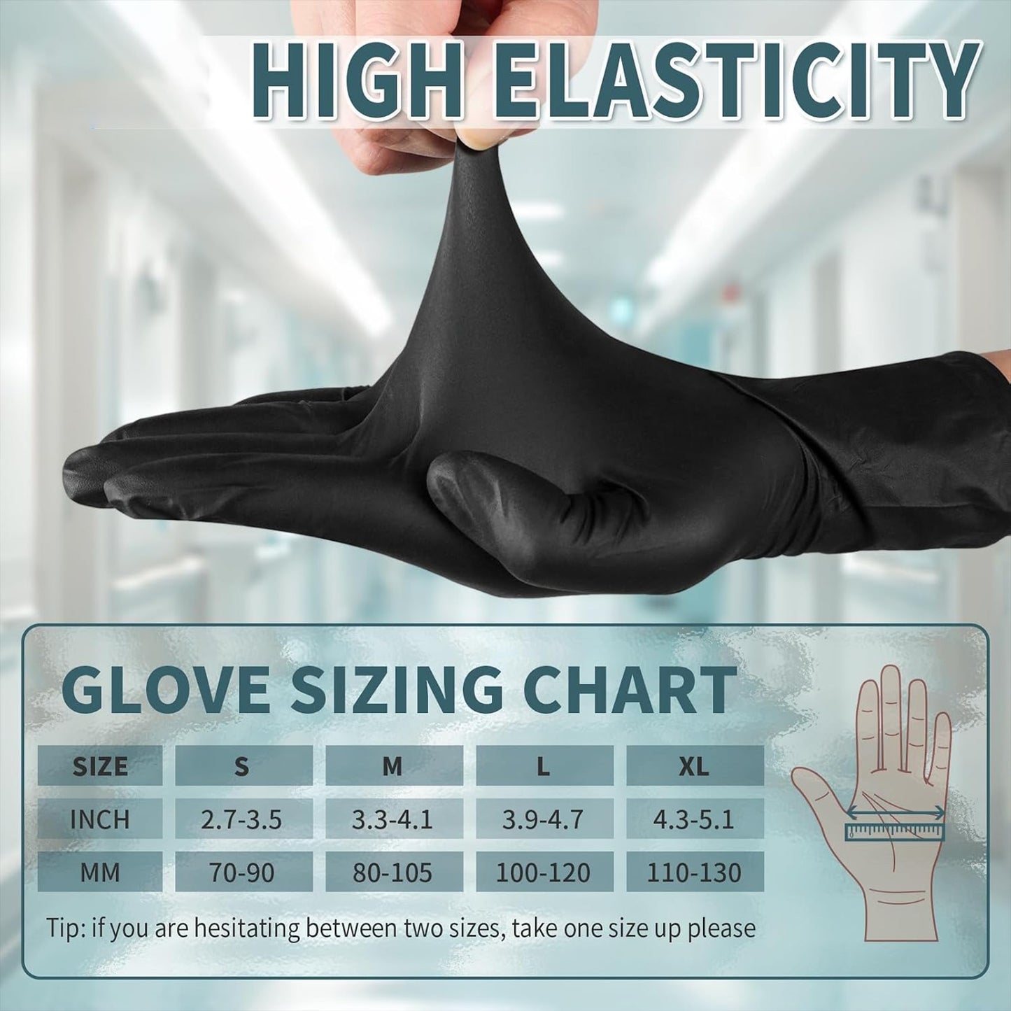 50Pcs Black Disposable Nitrile Gloves, 6Mil Food Safe Cooking Gloves Latex Free Rubber Gloves