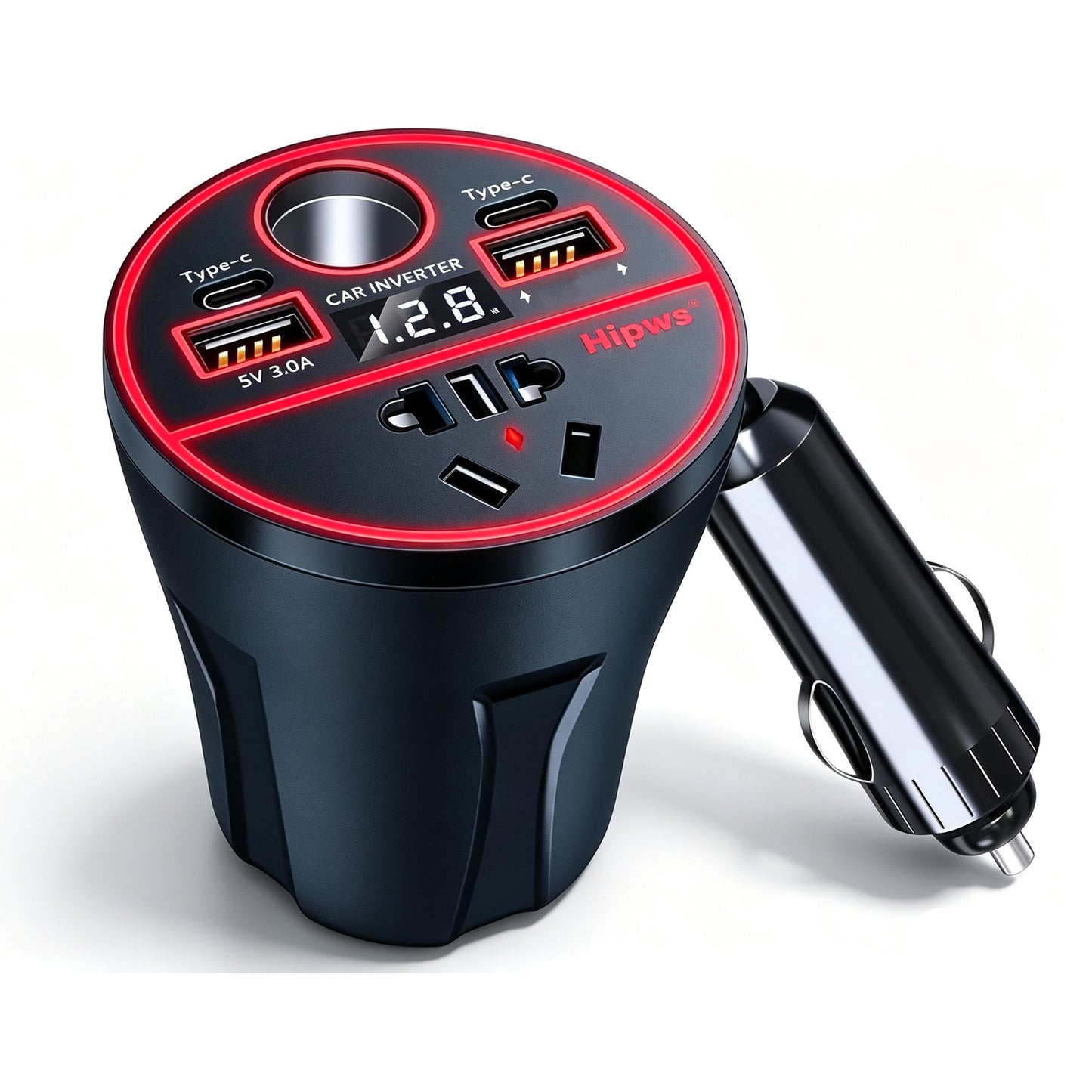 Car USB Fast Charging Power Inverter Digital Vehicle Charger USB Charger Adapter 200W